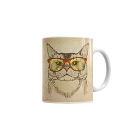 Baskı Dükkanı KB7263 Gözlüklü Kedi Cats Porselen Kupa Bardak