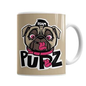 Baskı Dükkanı KB7389 Kukla Köpek Pug Porselen Kupa Bardak