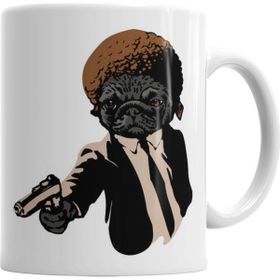 Baskı Dükkanı KB7461 Silahlı Pug Köpek Porselen Kupa Bardak