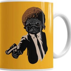 Baskı Dükkanı KB7461 Silahlı Pug Köpek Porselen Kupa Bardak