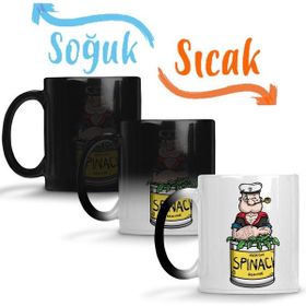 Baskı Dükkanı KB7487 Popeye Spinach Temel Reis Porselen Kupa Bardak