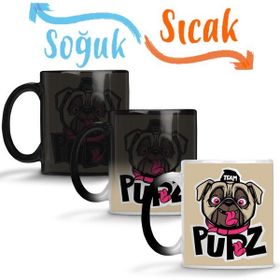 Baskı Dükkanı KB776 Kukla Köpek Pug Porselen Kupa Bardak