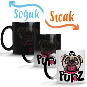 Baskı Dükkanı KB776 Kukla Köpek Pug Porselen Kupa Bardak
