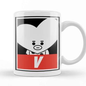 Baskı Dükkanı KB8380 Bt21 V Bts Porselen Kupa Bardak