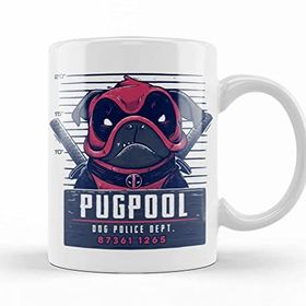 Baskı Dükkanı KB8449 Deadpool Pugpool Köpek Porselen Kupa Bardak