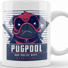 Baskı Dükkanı KB8449 Deadpool Pugpool Köpek Porselen Kupa Bardak