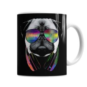 Baskı Dükkanı KB846 Müzik Pug Müzikli Pug Köpek Porselen Kupa Bardak