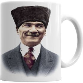 Baskı Dükkanı KB850 Mustafa Kemal Atatürk Türkbayrağı Porselen Kupa Bardak