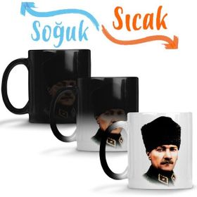 Baskı Dükkanı KB850 Mustafa Kemal Atatürk Türkbayrağı Porselen Kupa Bardak