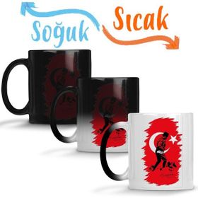 Baskı Dükkanı KB850 Mustafa Kemal Atatürk Türkbayrağı Porselen Kupa Bardak