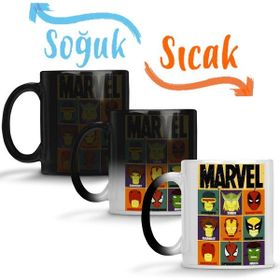 Baskı Dükkanı KB892 Marvel Spiderman Iron Man Porselen Kupa Bardak