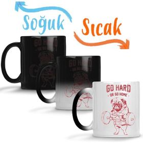 Baskı Dükkanı KB906 Pug Bodybuilder Sıkı Çalış Yada Git Pug Köpek Kupa Bardak