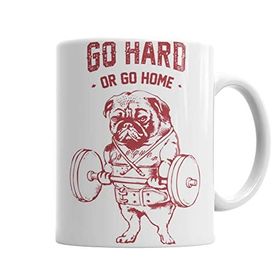Baskı Dükkanı KB906 Pug Bodybuilder Sıkı Çalış Yada Git Pug Köpek Kupa Bardak