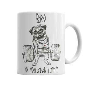 Baskı Dükkanı KB907 Pug Bodybuilder Köpek Porselen Kupa Bardak
