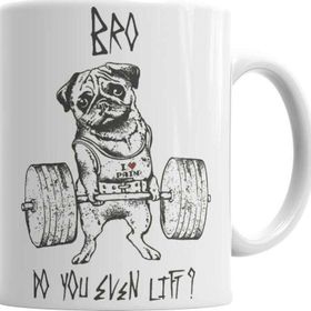Baskı Dükkanı KB907 Pug Bodybuilder Köpek Porselen Kupa Bardak
