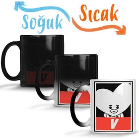 Baskı Dükkanı KB9112 Bt21 V Bts Porselen Kupa Bardak