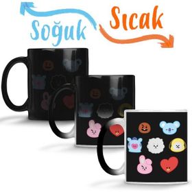 Baskı Dükkanı KB9114 Bts Bt21 Karakterleri Porselen Kupa Bardak