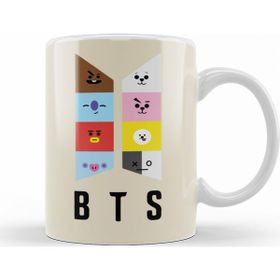 Baskı Dükkanı KB9120 Bts Bt21 Karakterleri Porselen Kupa Bardak