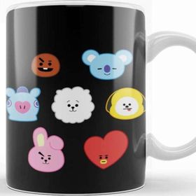 Baskı Dükkanı KB9120 Bts Bt21 Karakterleri Porselen Kupa Bardak