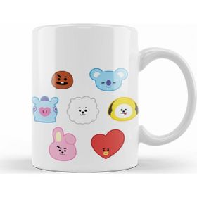 Baskı Dükkanı KB9121 Bts Bt21 Karakterleri Porselen Kupa Bardak