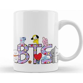 Baskı Dükkanı KB9121 Bts Bt21 Karakterleri Porselen Kupa Bardak