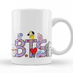 Baskı Dükkanı KB9121 Bts Bt21 Karakterleri Porselen Kupa Bardak