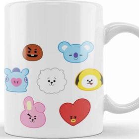 Baskı Dükkanı KB9121 Bts Bt21 Karakterleri Porselen Kupa Bardak