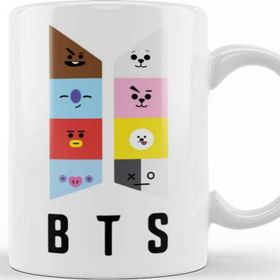 Baskı Dükkanı KB9121 Bts Bt21 Karakterleri Porselen Kupa Bardak