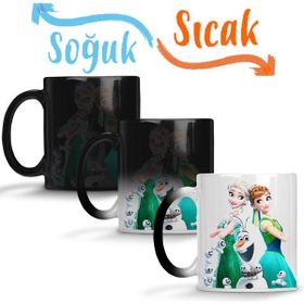 Baskı Dükkanı KB9251 Elsa Anna Frozen Fever Olaf Porselen Kupa Bardak