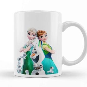 Baskı Dükkanı KB9251 Elsa Anna Frozen Fever Olaf Porselen Kupa Bardak