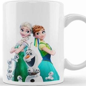 Baskı Dükkanı KB9251 Elsa Anna Frozen Fever Olaf Porselen Kupa Bardak