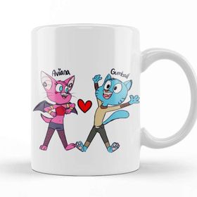 Baskı Dükkanı KB9490 Kedi Cat Mammal Dog Gumball Waterson Ariana Aşk Porselen Kupa Bardak