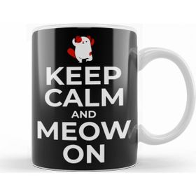 Baskı Dükkanı KB9491 Kedi Cats Keep Calm And Meow On Porselen Kupa Bardak