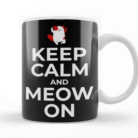Baskı Dükkanı KB9491 Kedi Cats Keep Calm And Meow On Porselen Kupa Bardak