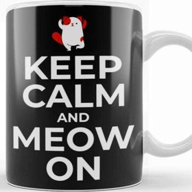 Baskı Dükkanı KB9491 Kedi Cats Keep Calm And Meow On Porselen Kupa Bardak