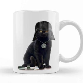 Baskı Dükkanı KB9492 Kedi Star Wars Cat Vader Porselen Kupa Bardak
