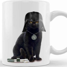 Baskı Dükkanı KB9492 Kedi Star Wars Cat Vader Porselen Kupa Bardak