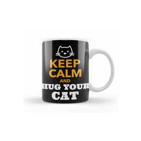 Baskı Dükkanı KB9493 Keep Calm And Hug Your Cat Porselen Kupa Bardak