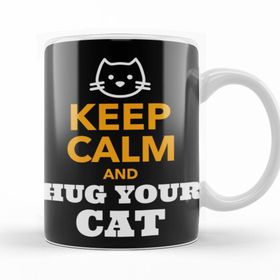 Baskı Dükkanı KB9493 Keep Calm And Hug Your Cat Porselen Kupa Bardak