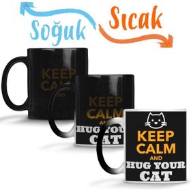 Baskı Dükkanı KB9493 Keep Calm And Hug Your Cat Porselen Kupa Bardak