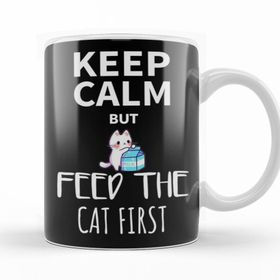 Baskı Dükkanı KB9494 Keep Calm Feed Cat Porselen Kupa Bardak