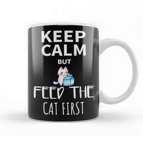 Baskı Dükkanı KB9494 Keep Calm Feed Cat Porselen Kupa Bardak
