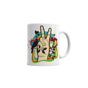 Baskı Dükkanı KB954 Peace Love Barış Işareti Porselen Kupa Bardak