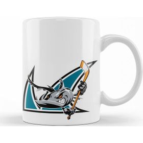 Baskı Dükkanı KB9745 Shark Hockey Team Logo Porselen Kupa Bardak
