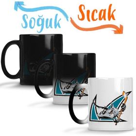 Baskı Dükkanı KB9745 Shark Hockey Team Logo Porselen Kupa Bardak