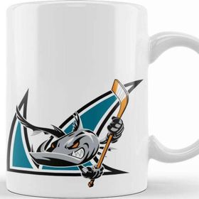 Baskı Dükkanı KB9745 Shark Hockey Team Logo Porselen Kupa Bardak