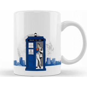 Baskı Dükkanı KB9839 Süpermen Tardis Porselen Kupa Bardak
