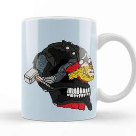 Baskı Dükkanı KB9866 Thor Odinson Bent Back Skull Porselen Kupa Bardak