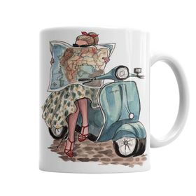 Baskı Dükkanı KB9874 Vespa Travel Porselen Kupa Bardak