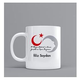 Baskı Dükkanı KB9888 19 Mayıs Atatürk Porselen Kupa Bardak